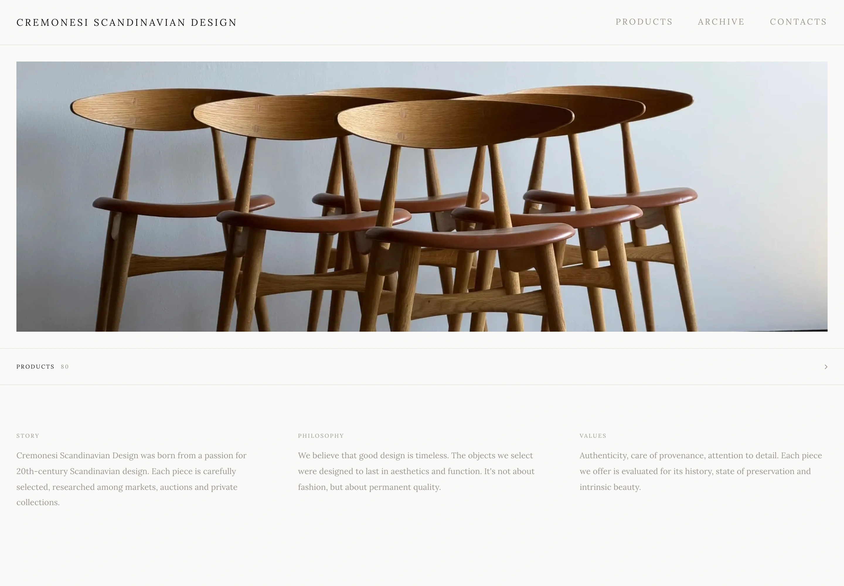 Cremonesi Scandinavian Design — website overview