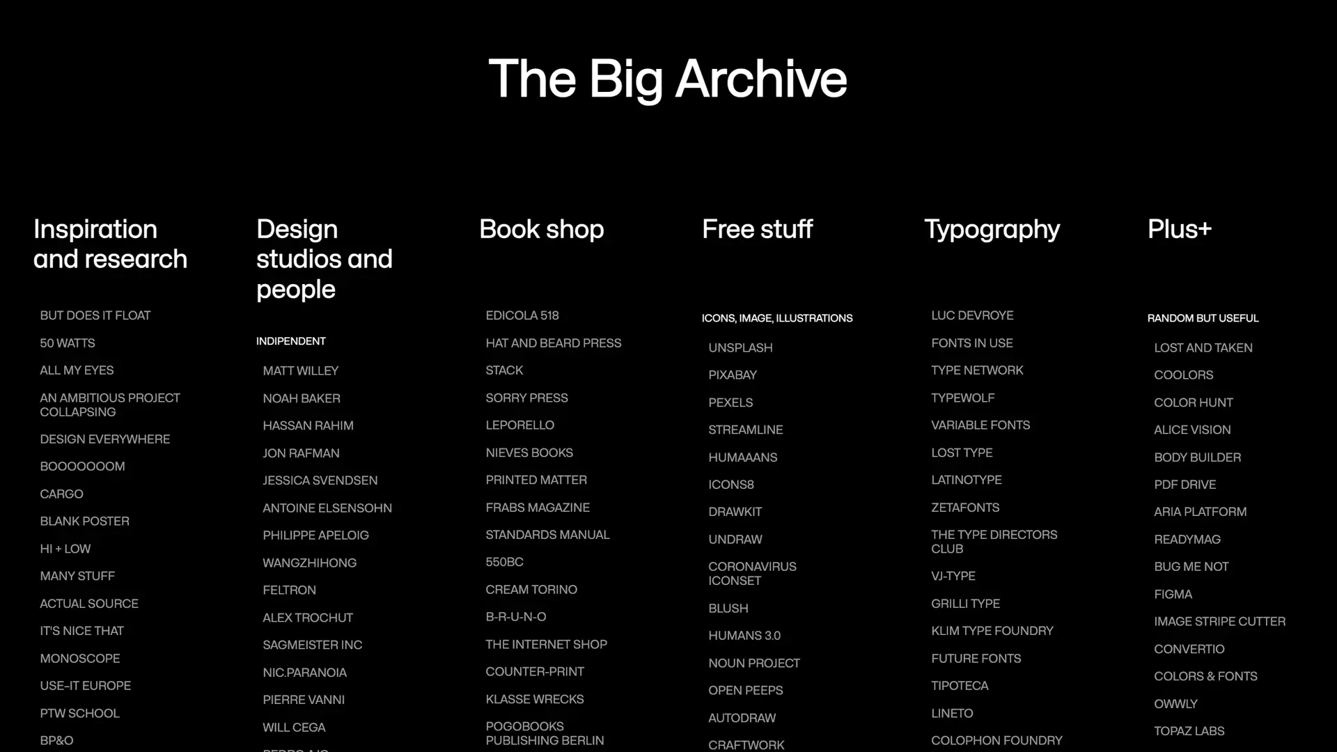 The Big Archive — website overview