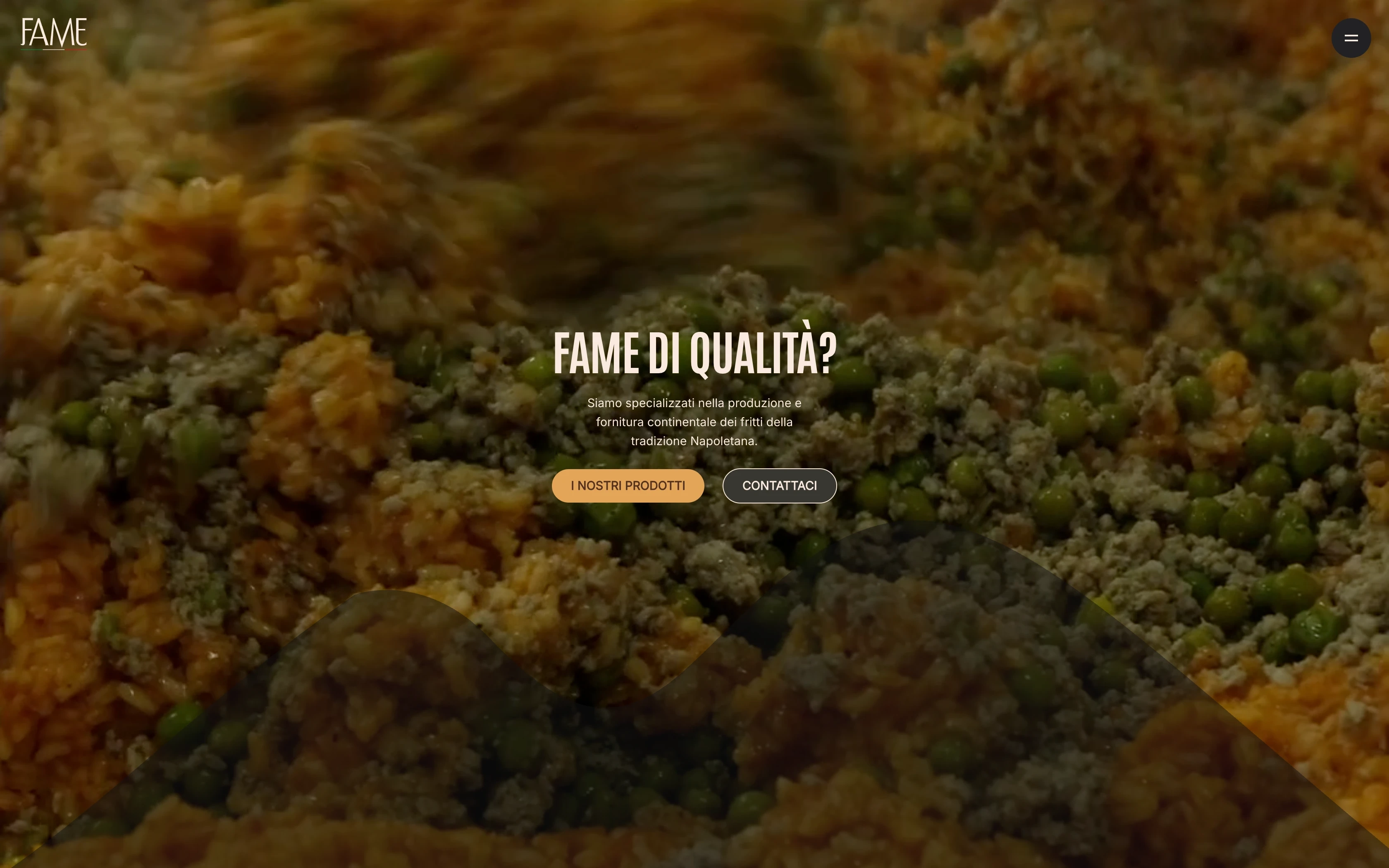 Fame — La Frittura di Napoli desktop home — quality claim over the loaded Vimeo food-preparation video