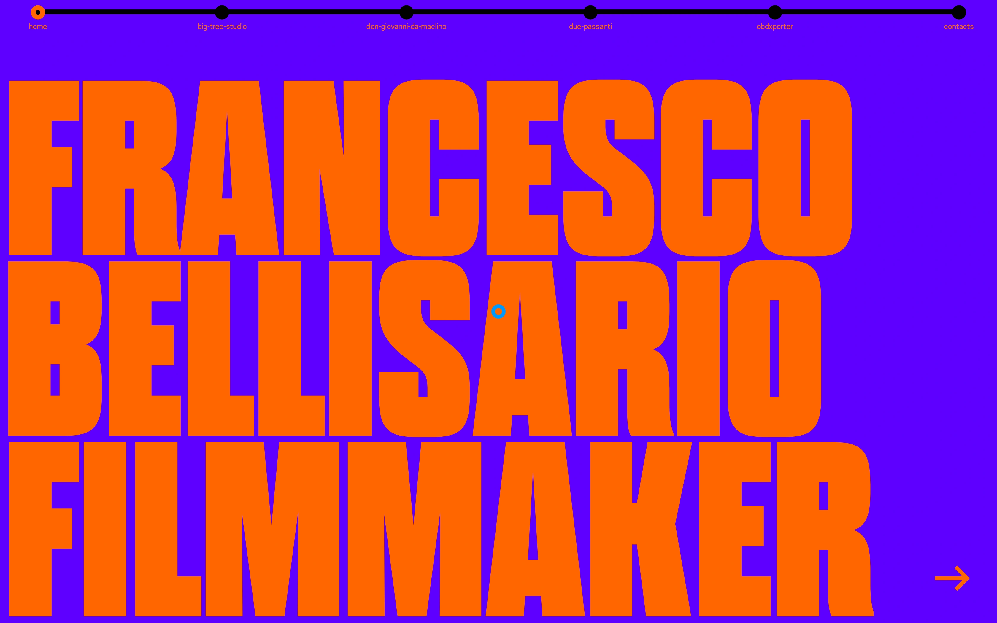 Francesco Bellisario desktop home — poster hero with the display title