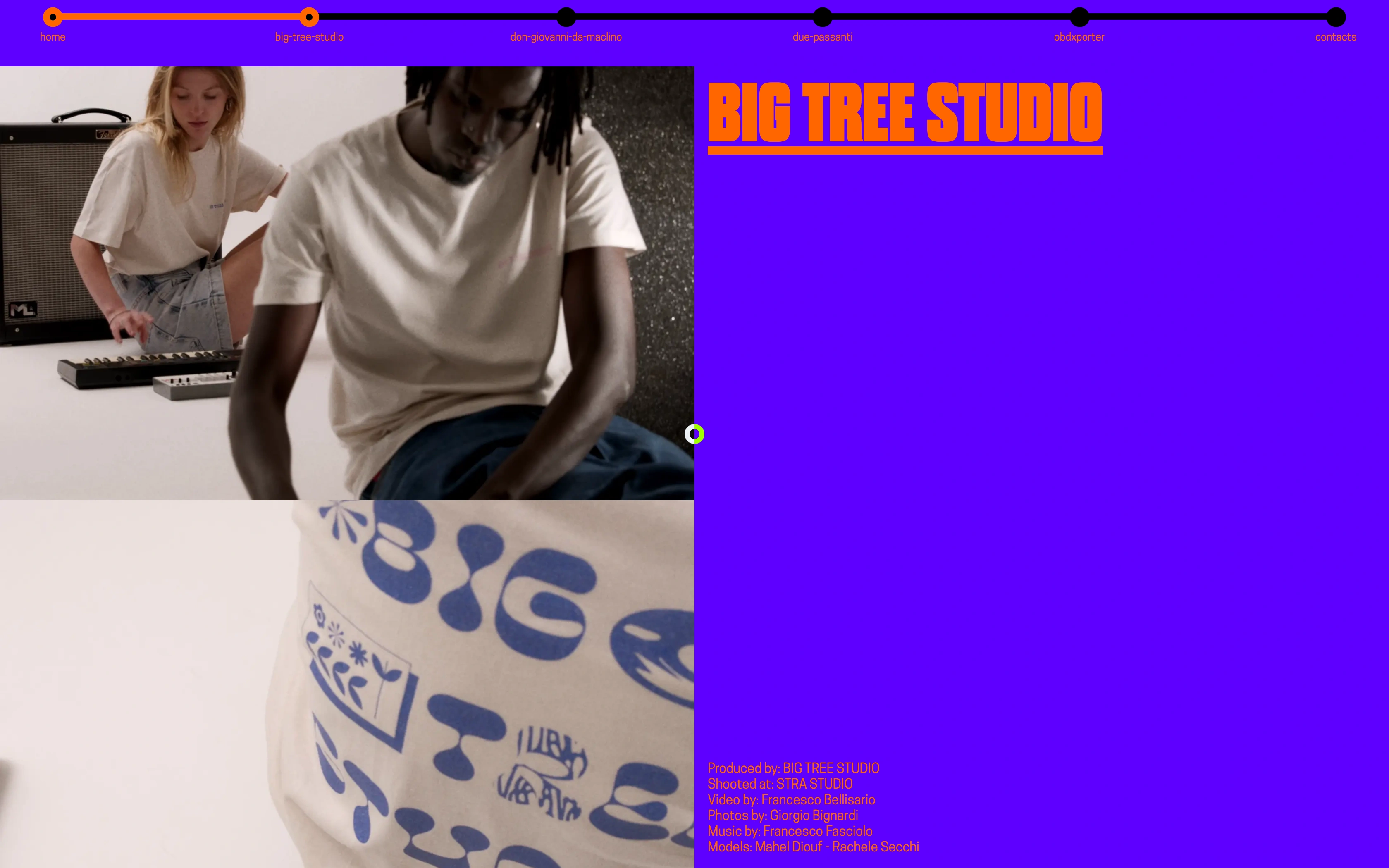 Francesco Bellisario desktop — Big Tree Studio chapter with filmstrip and credits