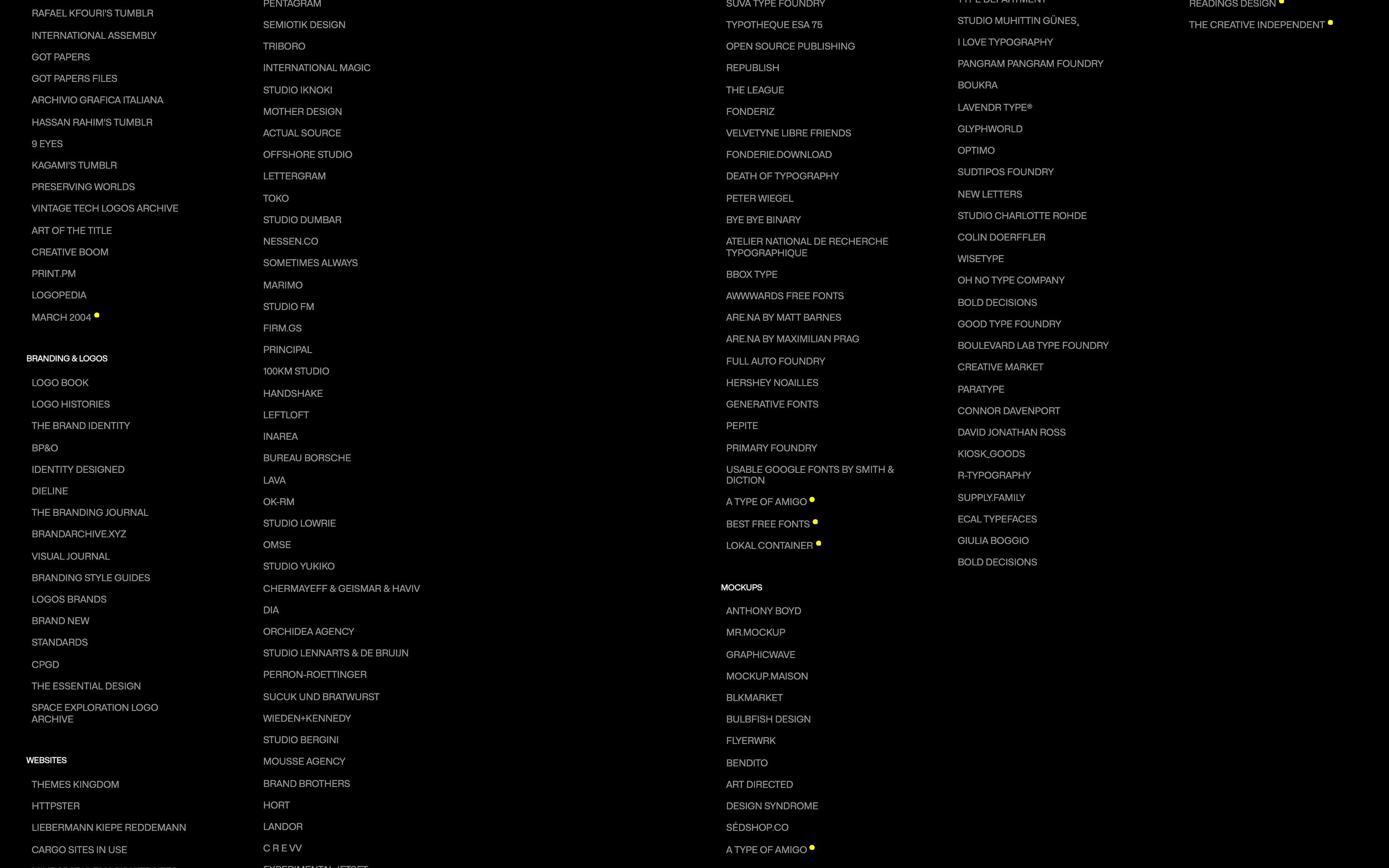 The Big Archive desktop — inspiration and research links at mid-column depth