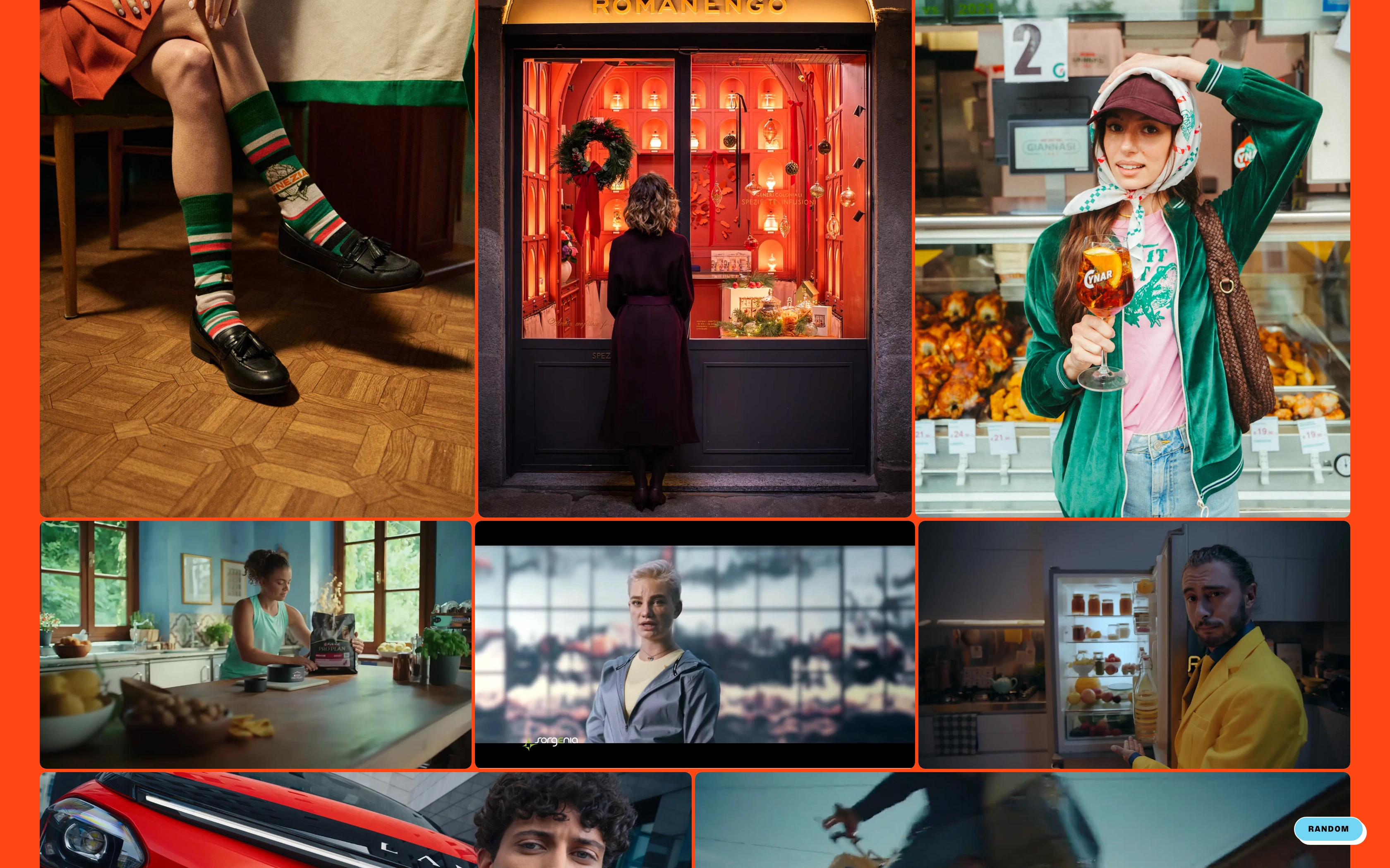 Miriam Mora desktop — brand roster above the campaign stills grid