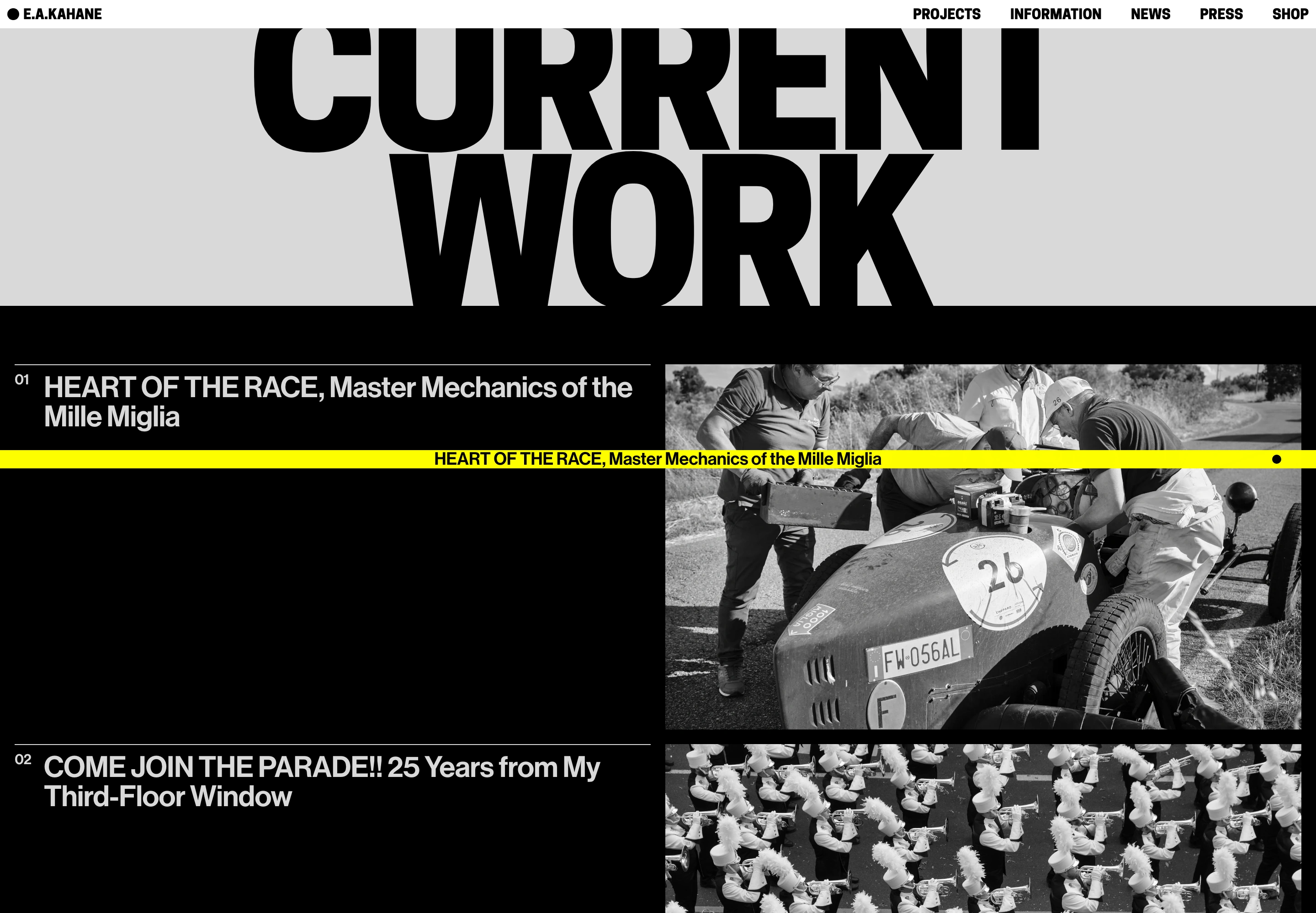 E.A. Kahane desktop — Current Work project index