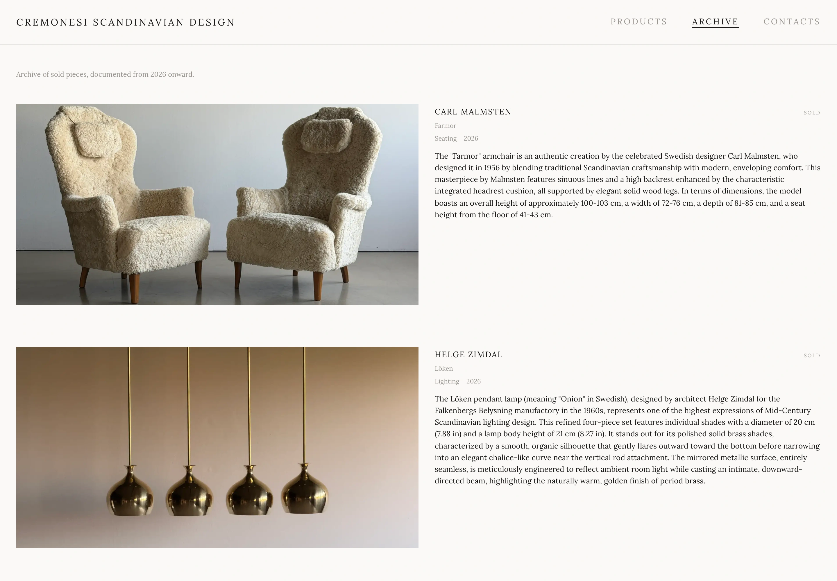 Cremonesi Scandinavian Design desktop — Archive of sold design pieces
