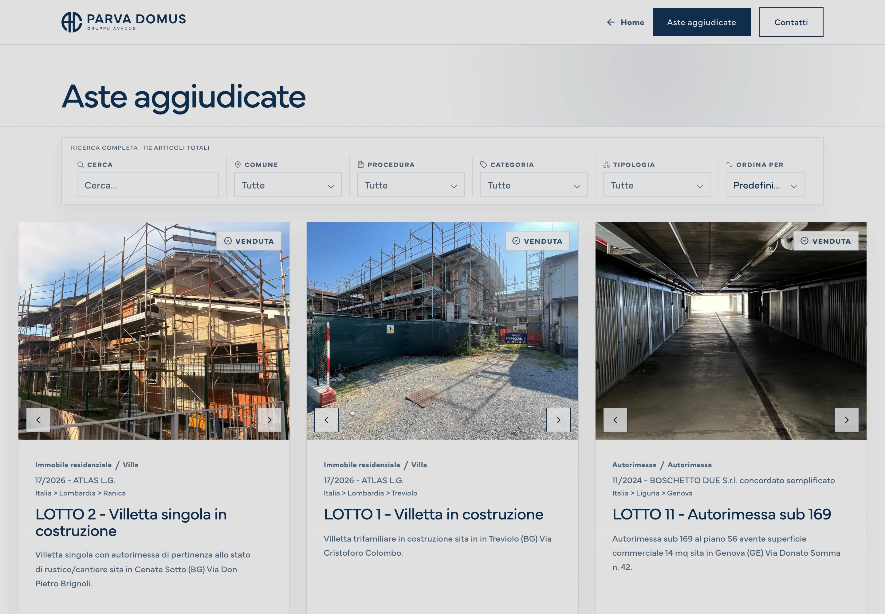Parva Domus desktop — Archive of completed property auctions