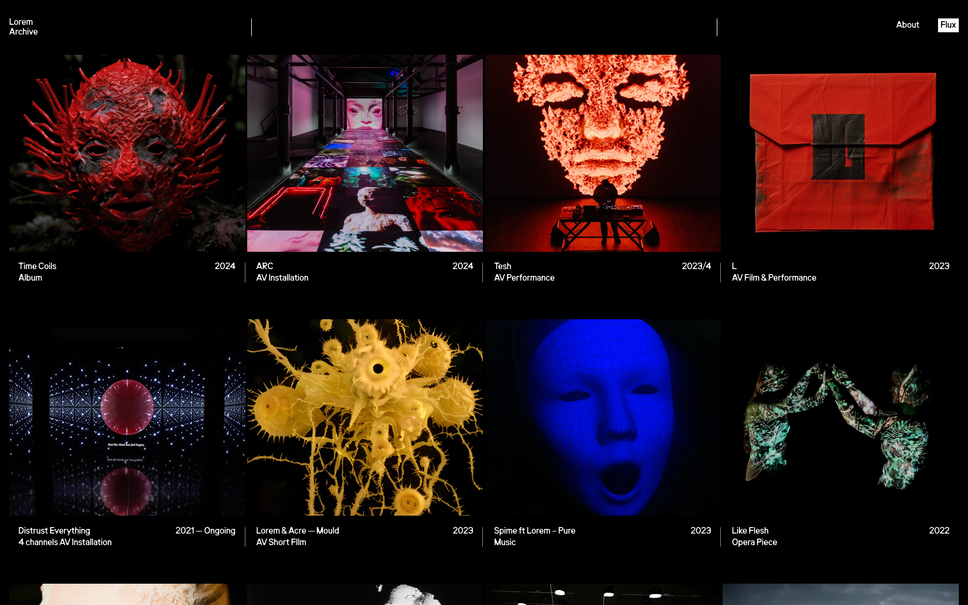 Lorem desktop — Archive index as ruled rows