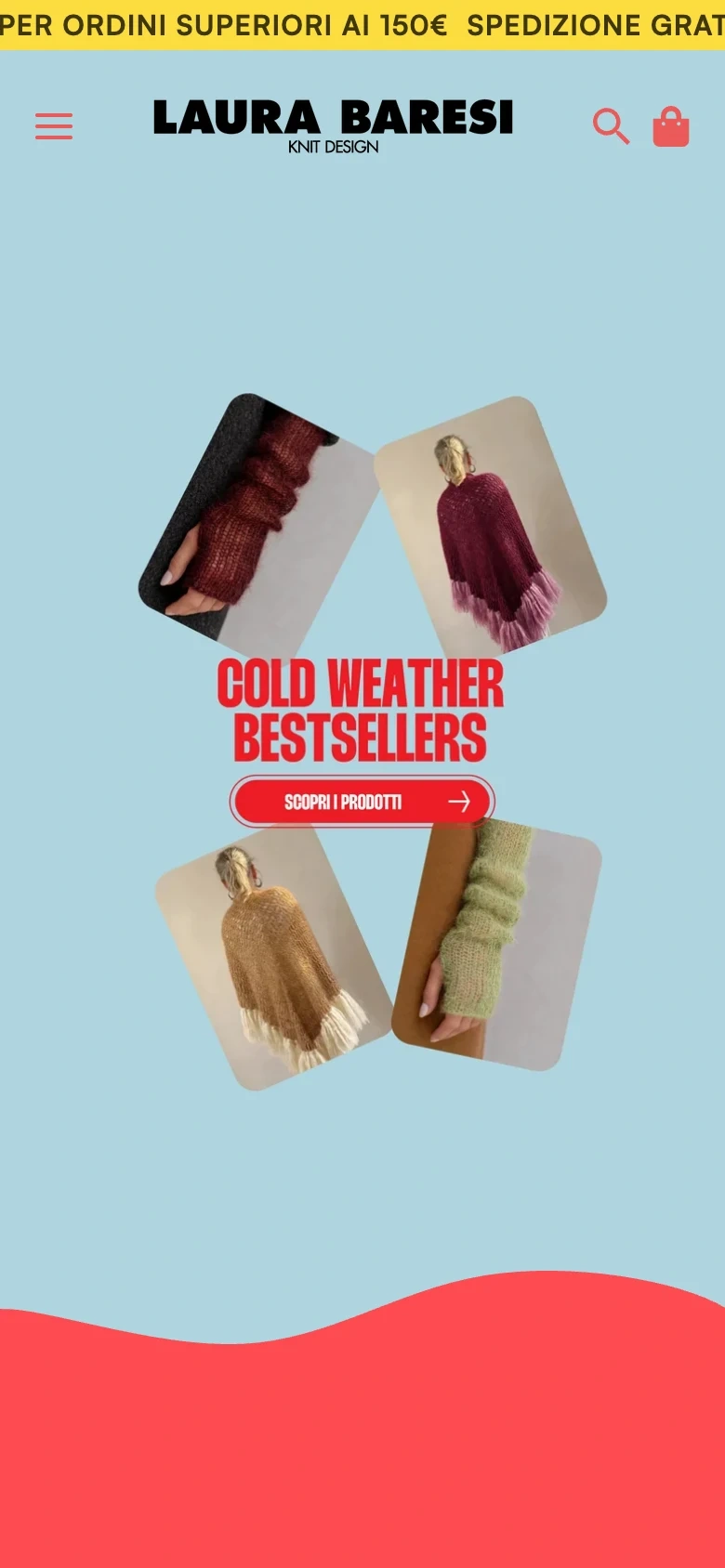 Laura Baresi mobile — Cold Weather Bestsellers campaign collage