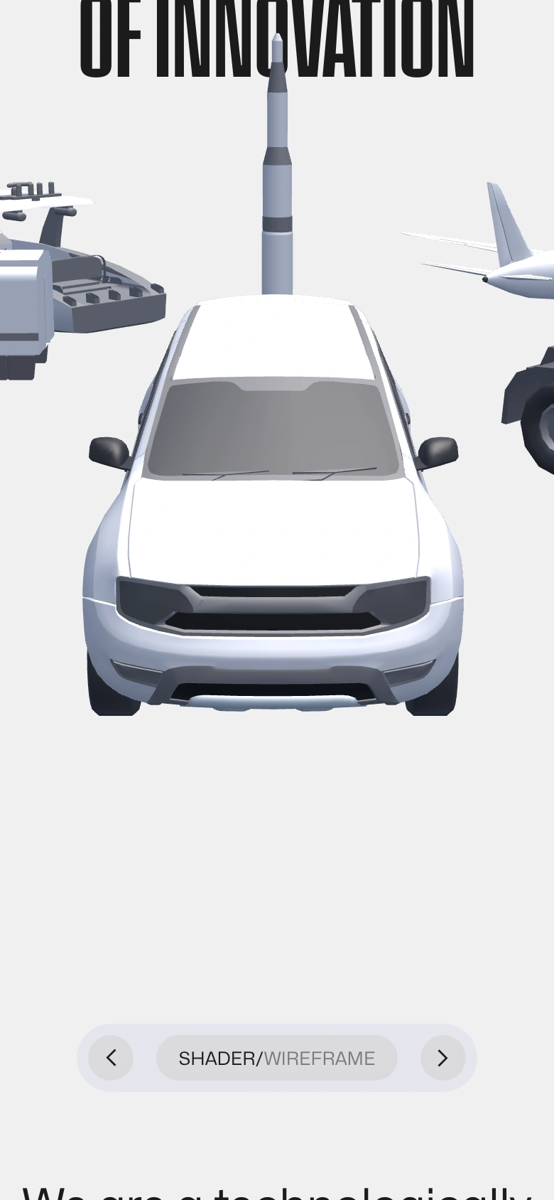 Omb Saleri mobile — hero with the vehicle renders