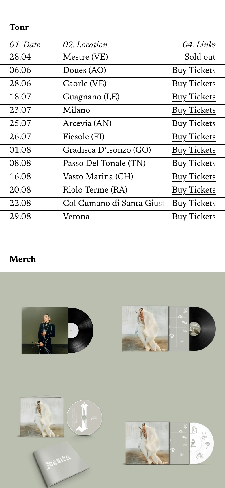 Joan Thiele mobile — Tour dates and ticket links