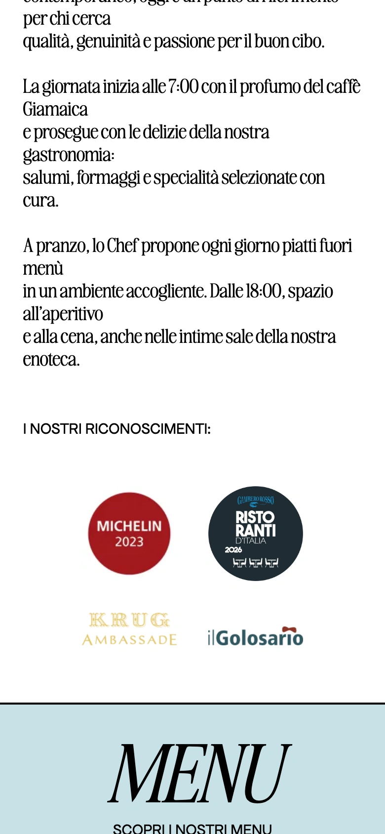 Gastronomia Lanzani mobile — bottega story with the Michelin and Ristoranti recognition badges