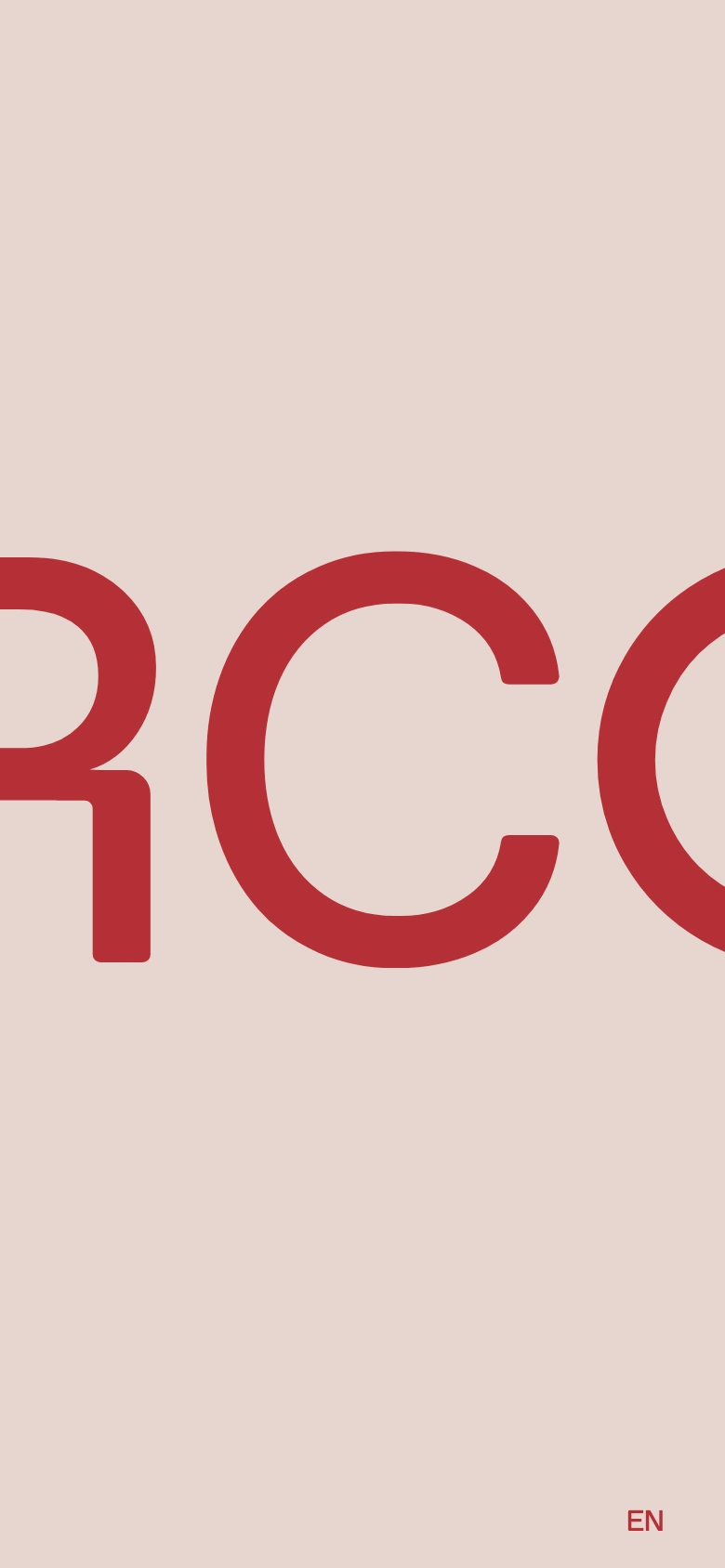 Blœm mobile — the ARCO lockup cropping at the viewport edge