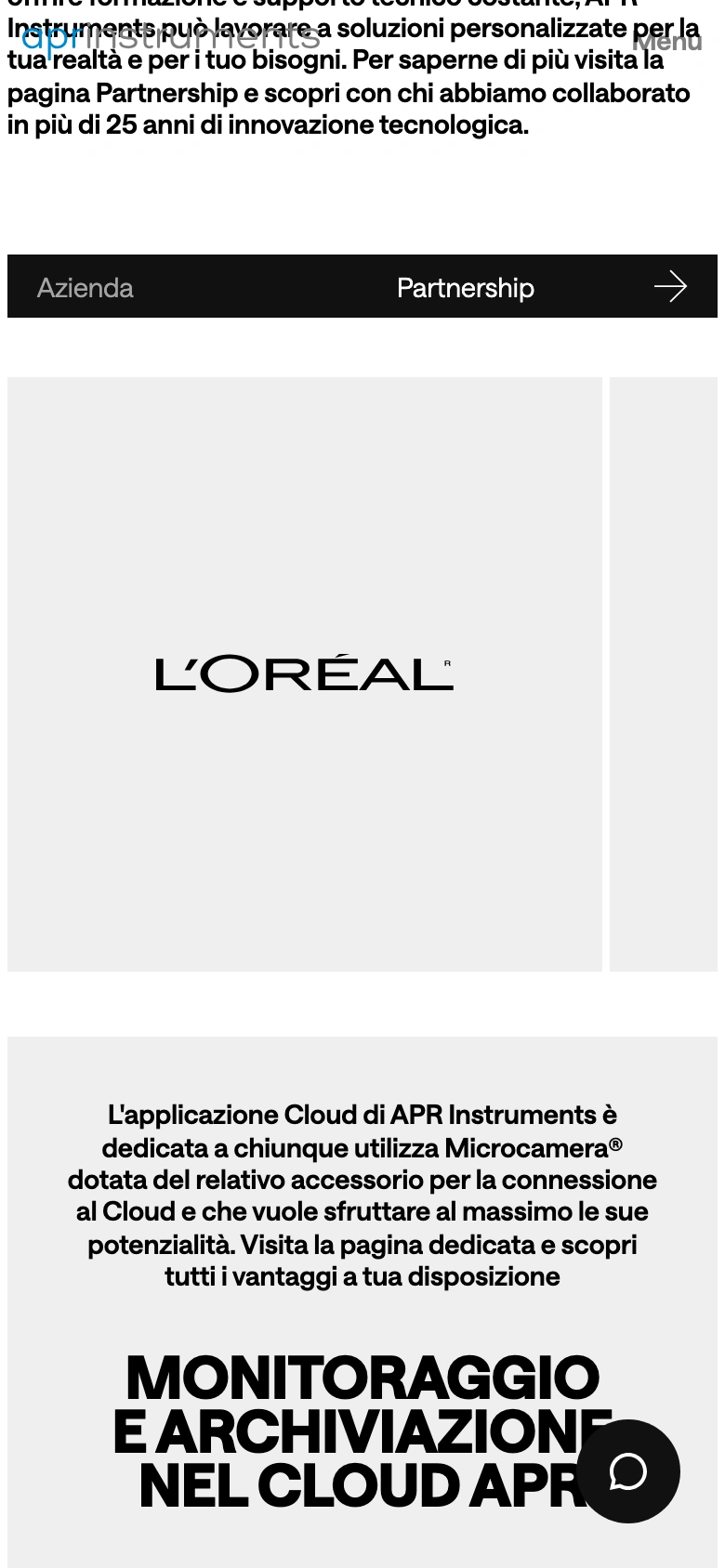 APR Instruments mobile — product and footer view