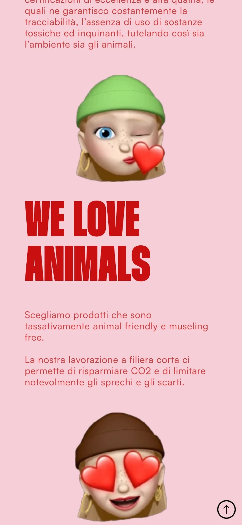 Laura Baresi mobile — We Love Animals statement with an illustrated character