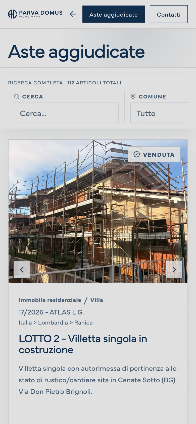 Parva Domus mobile — Archive of completed property auctions