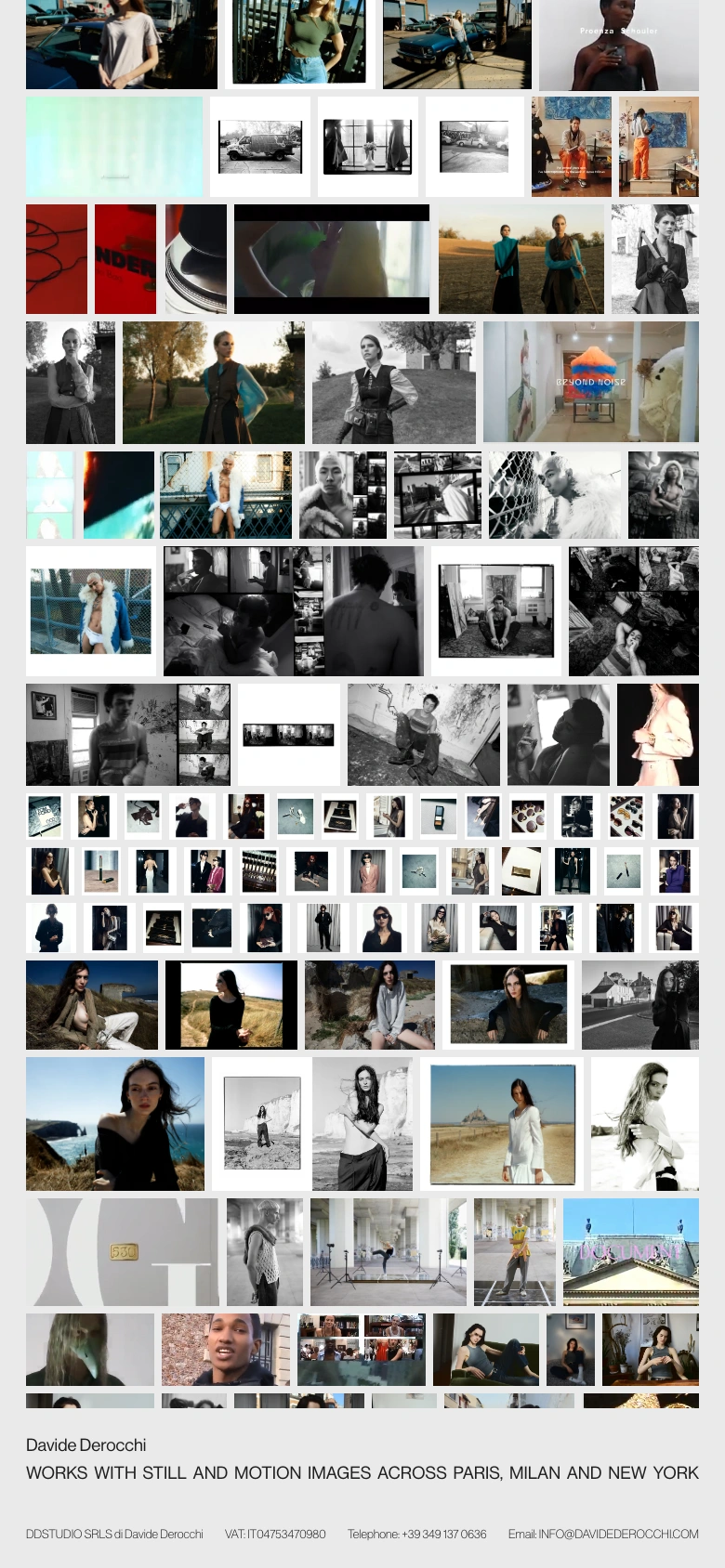 Davide Derocchi mobile — dense small-format grids in black and white