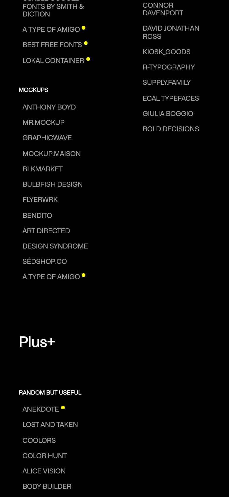 The Big Archive mobile — mockups and plus groups with curation dots
