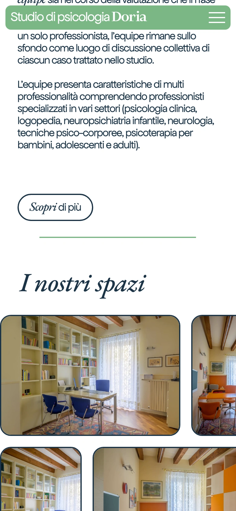 Studio di psicologia Doria mobile — method copy and the I nostri spazi marquee