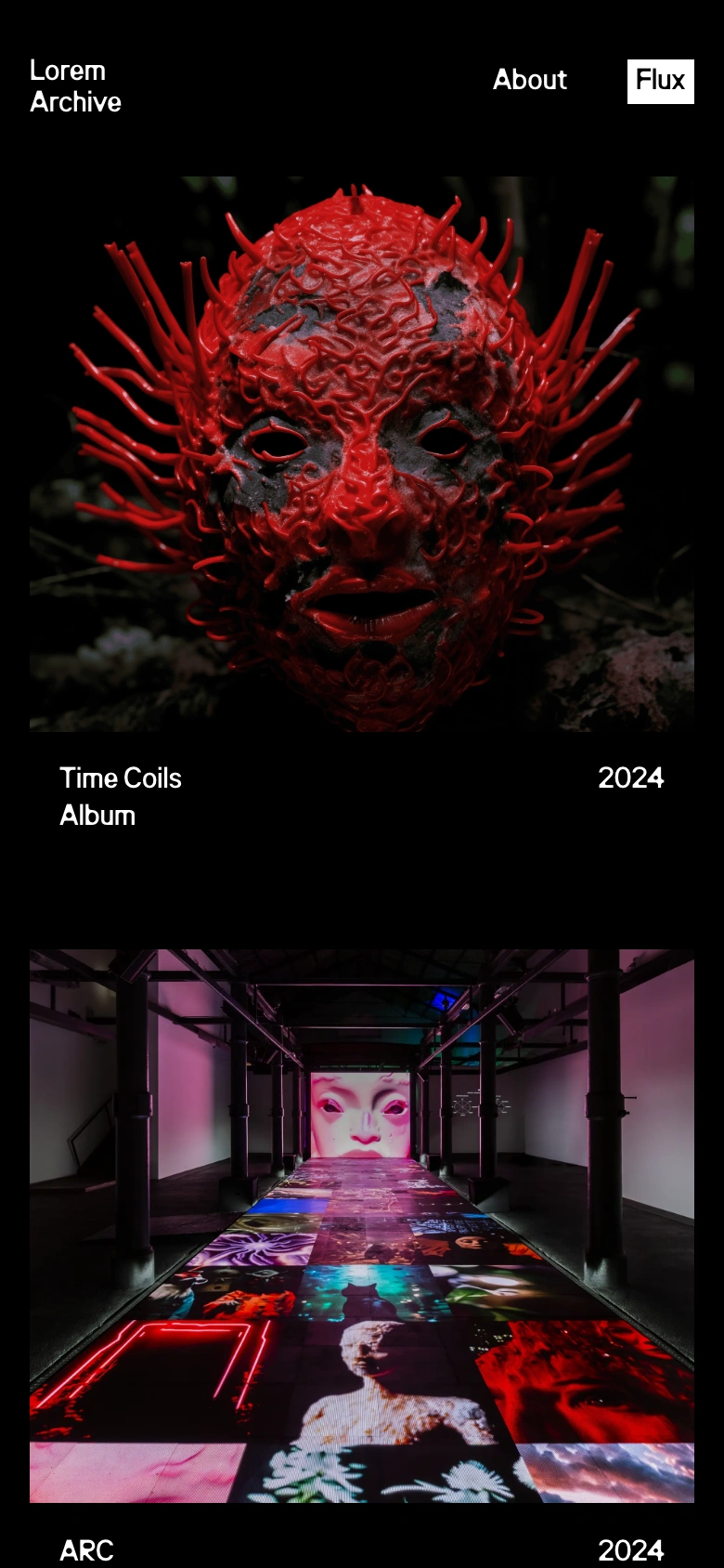 Lorem mobile — Archive index as ruled rows
