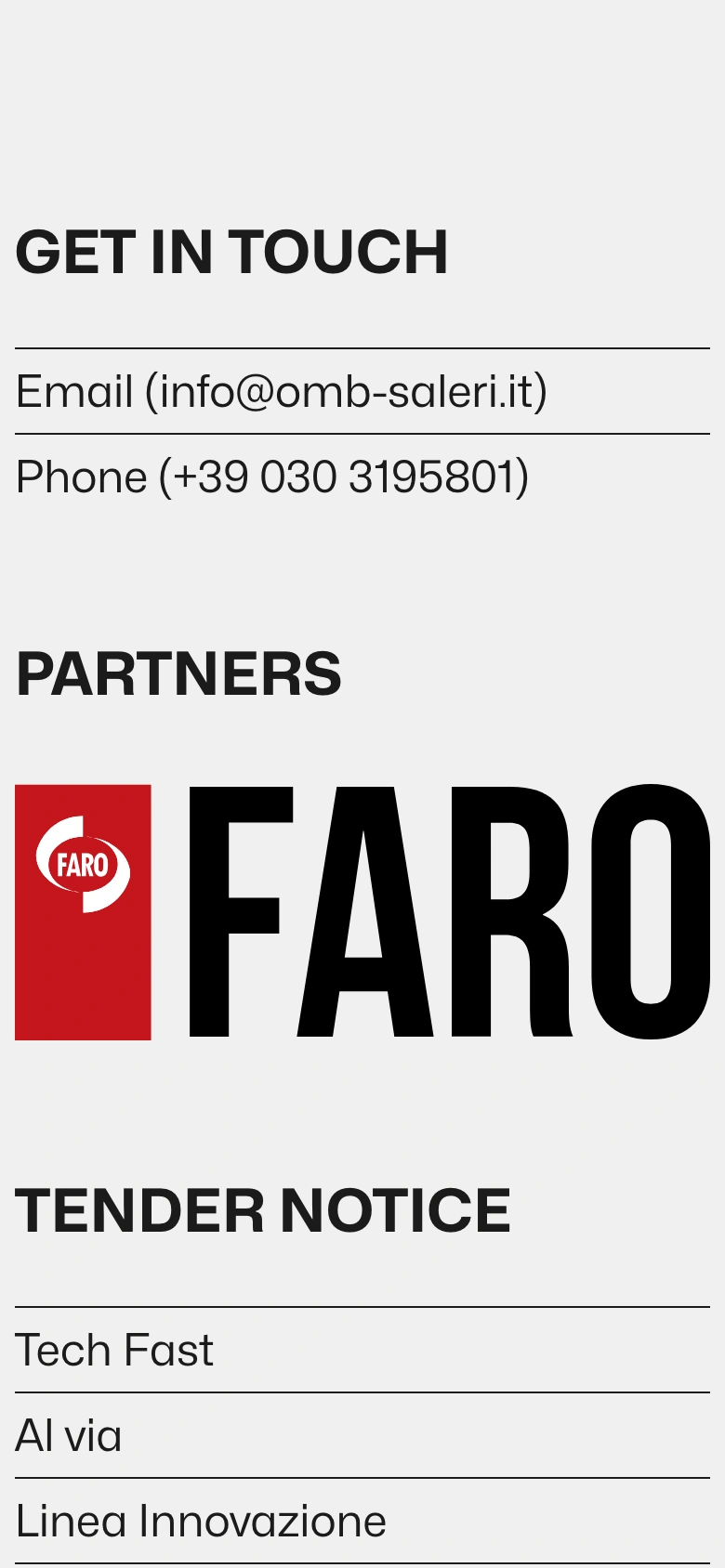 Omb Saleri mobile — get in touch, partners and tender rows